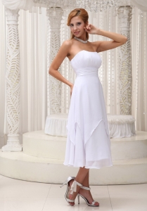 Wedding Dress For 2013 Custom Made Ruched Bodice Tea-length