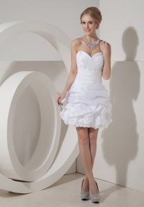 White Mini-length Column Sweetheart Taffeta Ruch Prom Dress