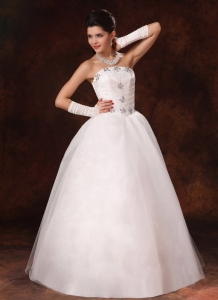 New Beaded Wedding Dress Strapless A-line Floor-length