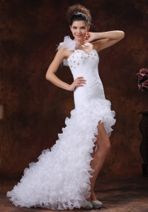 Beaded Decorate Bust Wedding Dress Ruched Bodice Ruffles