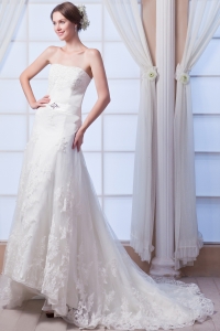 Fitted Beautiful Wedding Dress Lace A-line Train