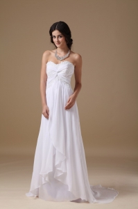 White Empire Wedding Dress Sweetheart Chiffon Taffeta Lace
