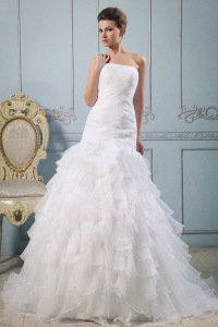 Strapless Wedding Gowns Ruffled Layered With Ruched