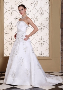 Wedding Gown Embroidery With Beading On Satin Elegant