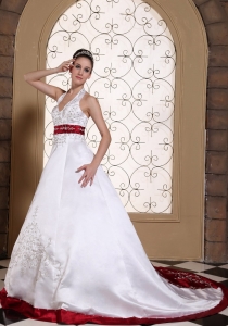 Modest Wedding Dress Beautiful Embroidery On Satin