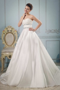 Sweetheart Beaded Ruch Wedding Gowns For Wedding Party