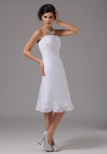 Short Wedding Dress With Lace Strapless Knee-length