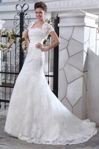 Mermaid Strapless Court Train Lace Belt Wedding Dress