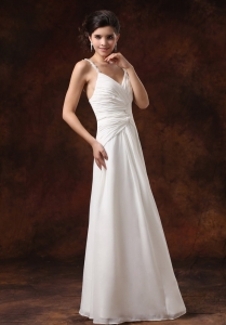 Straps Ruched Bodice Floor-length For Wedding Dress
