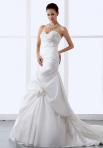 Hand Made Flowers Sweetheart A-line Wedding Dress 2013 New Style