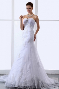 Lace Appliques Sweetheart Tulle Stylish Wedding Dress for 2013