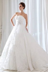 Princess Sweetheart Lace Beading and Ruch Wedding Dress