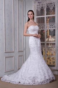 Perfect Mermaid Strapless Taffeta and Lace Bridal Gown