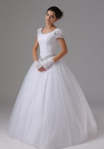 Scoop 2013 Wedding Dress with Short Sleeves Ball Gown Lace