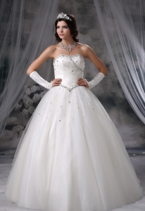 Beaded Decorate Bodice Ball Gown Wedding Dress For 2013 Tulle Floor-length