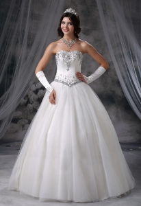Beaded Ball Gown Wedding Dress Tulle Floor-length