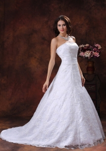 Strapless Wedding Party Dress With Lace Over Shirt