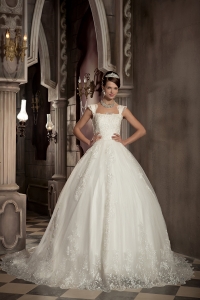 Square Chapel Train Lace Wedding Dress Ball Gown