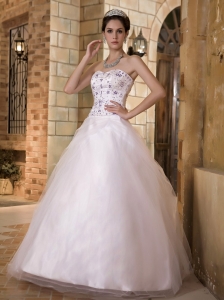 A-line Sweetheart Taffeta Tulle Embroidery Wedding Gown