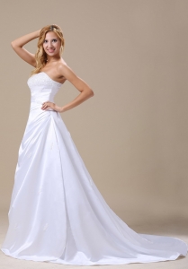 Elegant Beaded Court Train Wedding Bridal Dress Custom Made