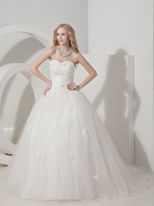 Tulle Appliques Bridal Gown Ball Gown Sweetheart Court Train