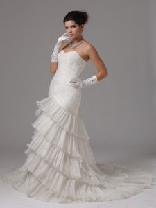 Ruffled Layers Bridal Wedding Gown Sweetheart Mermaid Ruch