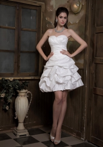Pick-ups Bridal Gown A-line Mini-length Taffeta Ruch Sweetheart