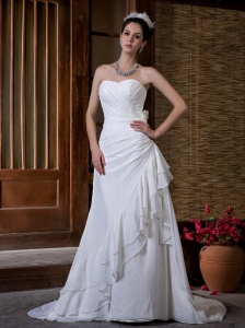Chiffon Sweetheart Bridal Wedding Dress Column Court Train