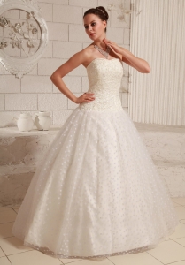 Appliques Dotted Tulle Fabric Over Skirt Taffeta Wedding Gowns