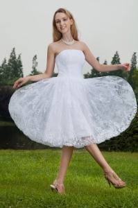 Chiffon and Lace Bridal Dress Ruched Princess Knee-length