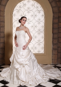 Lace Wedding Dress Pick-ups Ball Gowns Chapel Train