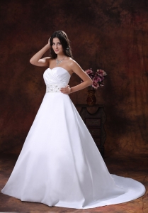 Beaded Wedding Bridal Dress Sweetheart Ball Gowns Satin
