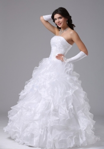 Ball Gown Wedding Dress With Ruffles and Strapless Floor-length