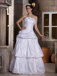 Pick-ups Wedding Dress Strapless Floor-length Taffeta Ruffles