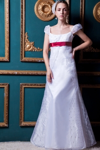 Multi-color Cap Sleeves Square Wedding Dresses Beading