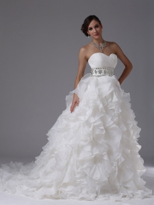 Ruffled Layers Ruched Beading Wedding Dress Bridal Gowns