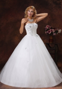 Hand Made Flowers Ball Gown Beading Wedding Dresses