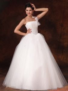 Hottest Wedding Dress One Shoulder Organza Bowknot Beaded