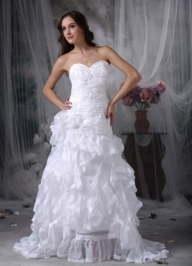 Ruffled Layers Wedding Bridal Gown Brush Appliques