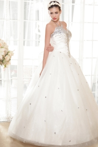 Beautiful Rhinestones Decorate Sweetheart Wedding Gowns