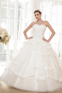 Corset Ball Gown Sweetheart Layered Wedding Dress Beading
