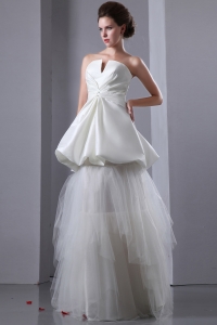 A-line Strapless Taffeta and Tulle Two-layers Wedding Dress