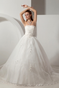 Ball Gown Wedding Dress with Bowknot in Sparkling Fabric