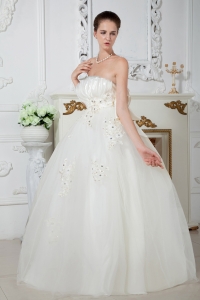 Plus Size Ruched Bust Wedding Gowns with Big Bowknot Ivory