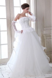 Princess Corset Beaded Lace Wedding Dress with Peplums