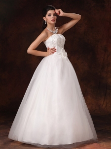 Bowknot Strapless Floor-length Wedding Dress