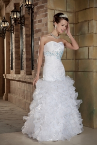 Sweetheart Beading and Ruffles Floor Length Wedding Dress