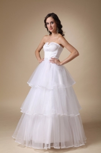 Layers Strapless Floor-length Organza Wedding Dress