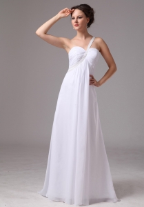 Ruch One Shoulder Chiffon Floor Length Wedding Dress