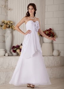 Sweetheart Ankle-length Chiffon Beading Wedding Dress Flower